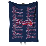 atlanta braves bold red navy quilt blanket best selling