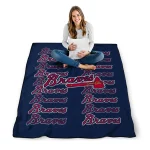 atlanta braves bold red navy quilt blanket best selling