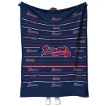 atlanta braves handdrawn stripes navy quilt blanket best selling