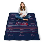 atlanta braves handdrawn stripes navy quilt blanket best selling