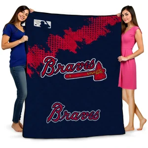atlanta braves league patch navy quilt blanket best selling