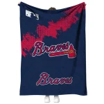 atlanta braves league patch navy quilt blanket best selling