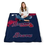 atlanta braves league patch navy quilt blanket best selling