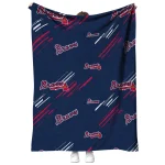 atlanta braves sketch lines navy quilt blanket best selling