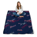 atlanta braves sketch lines navy quilt blanket best selling