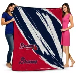 atlanta braves stroke art navy white quilt blanket best selling