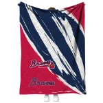 atlanta braves stroke art navy white quilt blanket best selling