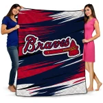 atlanta braves wild lines navy white quilt blanket best selling