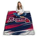 atlanta braves wild lines navy white quilt blanket best selling