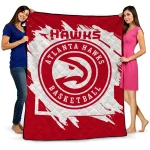 Atlanta Hawks Block Border Red Quilt Blanket 1 atlanta hawks block border red quilt blanket best selling