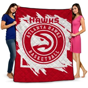 atlanta hawks block border red quilt blanket best selling