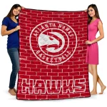 atlanta hawks brick grid red quilt blanket best selling