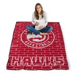 atlanta hawks brick grid red quilt blanket best selling