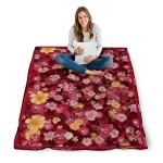 atlanta hawks hibiscus foliage red quilt blanket best selling