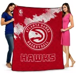 atlanta hawks nba grunge red quilt blanket best selling