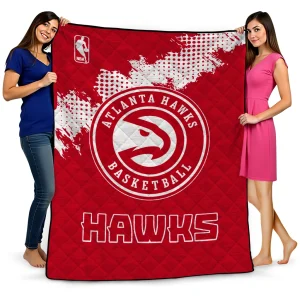 atlanta hawks nba grunge red quilt blanket best selling