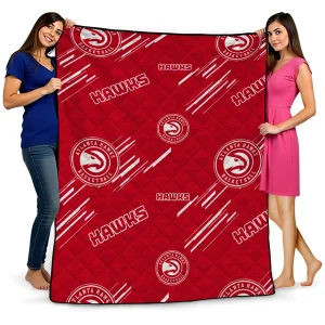 atlanta hawks sketch lines red quilt blanket best selling