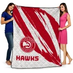 atlanta hawks stroke art red white quilt blanket best selling