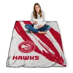atlanta hawks stroke art red white quilt blanket best selling