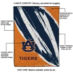auburn tigers stroke art navy blue white quilt blanket best selling