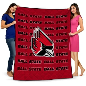 ball state cardinals bold red quilt blanket best selling