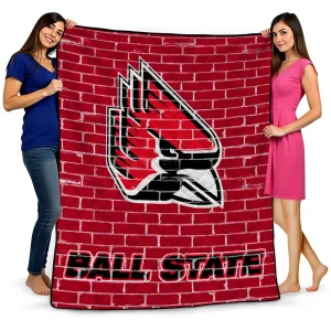 ball state cardinals brick grid red quilt blanket best selling
