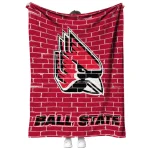 ball state cardinals brick grid red quilt blanket best selling