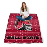 ball state cardinals brick grid red quilt blanket best selling