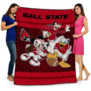 ball state cardinals disney football red quilt blanket best selling