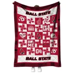 ball state cardinals helmet heart red quilt blanket best selling