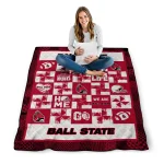 ball state cardinals helmet heart red quilt blanket best selling