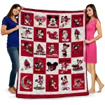 ball state cardinals mickey mouse motif red white quilt blanket best selling