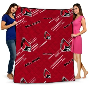 ball state cardinals sketch lines red quilt blanket best selling