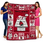 ball state cardinals snoopy love red quilt blanket best selling