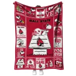 ball state cardinals snoopy love red quilt blanket best selling