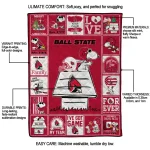 ball state cardinals snoopy love red quilt blanket best selling
