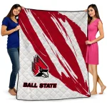 ball state cardinals stroke art red white quilt blanket best selling