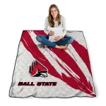 ball state cardinals stroke art red white quilt blanket best selling