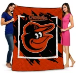 baltimore orioles block border orange quilt blanket best selling