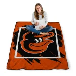 baltimore orioles block border orange quilt blanket best selling