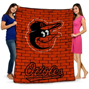 baltimore orioles brick grid orange quilt blanket best selling