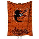 baltimore orioles brick grid orange quilt blanket best selling