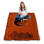 baltimore orioles brick grid orange quilt blanket best selling