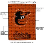 baltimore orioles brick grid orange quilt blanket best selling