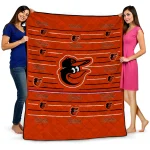 baltimore orioles handdrawn stripes orange quilt blanket best selling