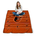 baltimore orioles handdrawn stripes orange quilt blanket best selling