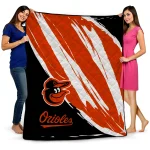 baltimore orioles stroke art orange white quilt blanket best selling