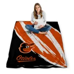 baltimore orioles stroke art orange white quilt blanket best selling