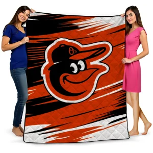baltimore orioles wild lines orange white quilt blanket best selling