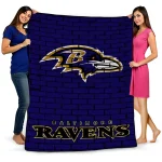 baltimore ravens brick grid purple quilt blanket best selling